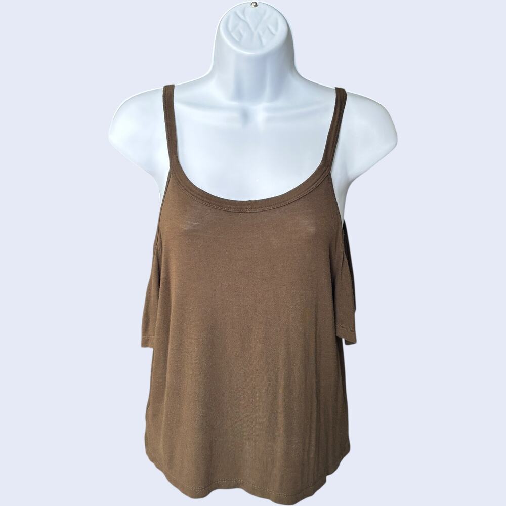 LA Hearts S spaghetti strap cami tank brown scoop neck basic Y2K S